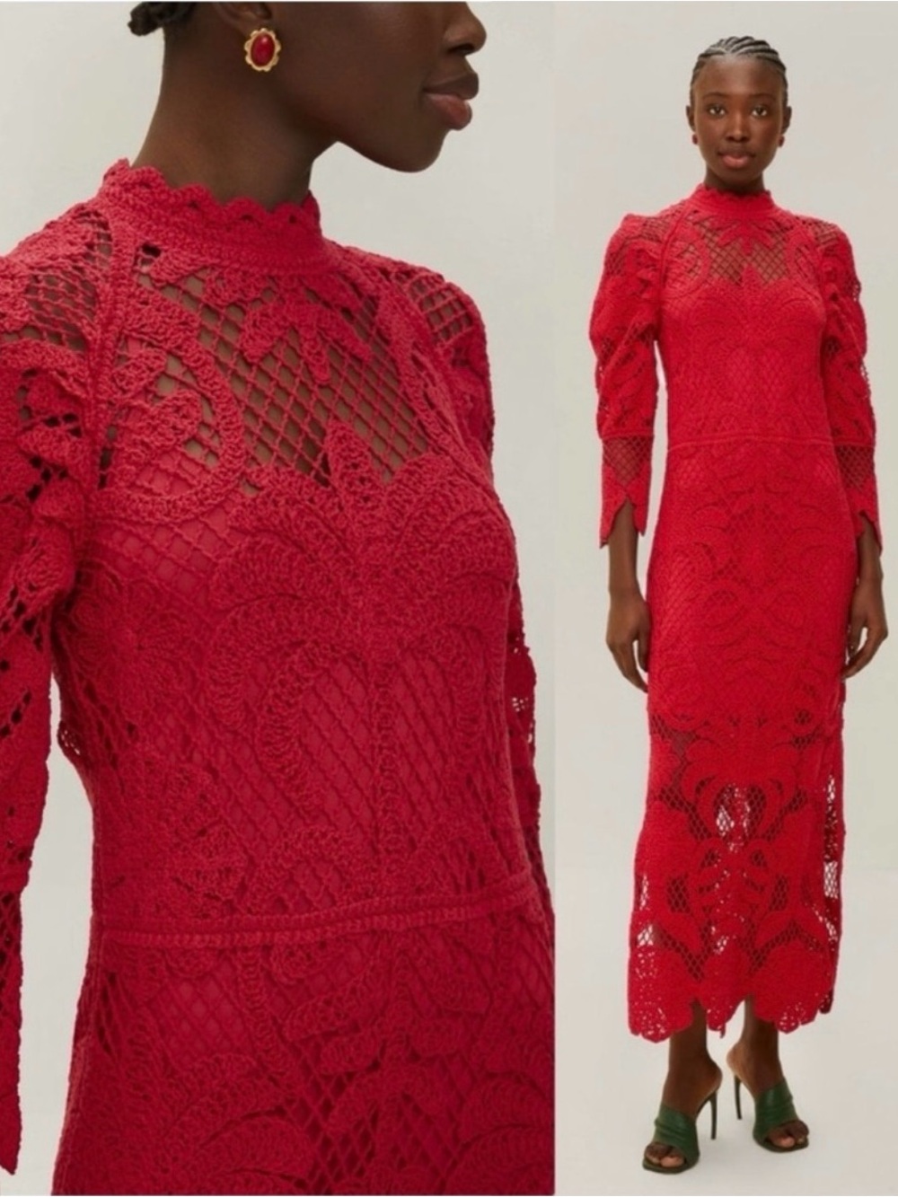 FARM Rio Red Lace Knit Dress